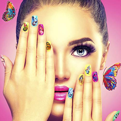 SOSPIRO nagelaufkleber selbstklebend, 84 Blatt Wassertransfer nagelaufkleber Schmetterling mit Blumen Nagelsticker Gel… – Bild 8