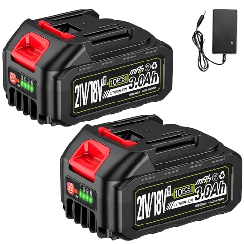mAh マキタ 互換 バッテリー 18V/21V 3.0Ah 大容量 2個セット LED電池残量表示付き 充電式 リチウムイオンバッテリー マキタ電動工具用電池 多数保護機能搭載 長時間作業可能 小型 軽量 21V電動工具用 充電器付き PSE認証済み