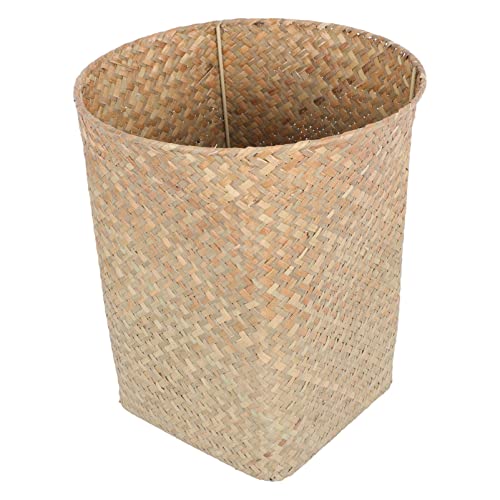Image of Alipis 1Pc Straw Woven Wastebasket Multi-Purpose Trash Container for Home Office Creative Storage Holder for Living Room Bedroom Kitchen and Room