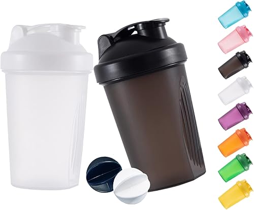 GAISHION Shaker Bottle - Batidos de proteínas y botella agitadora de 16 onzas13.5 fl oz con bolas batidoras, libre de plástico BPA (negro + blanco