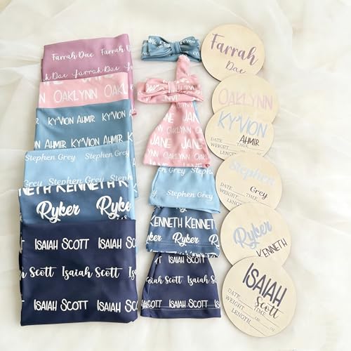 Image of Personalized Baby Blanket, Custom Swaddle Blanket for Newborns with Name, Customized Baby Blanket for Boys and Girls, Ideal Personalized Baby Gifts for Newborns and Baby Showers (Classic Name Design)