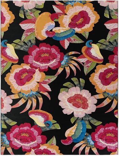 Rugs.com Outdoor Botanical Collection Rug – 9x12 Multi Flatweave-Pile Rug