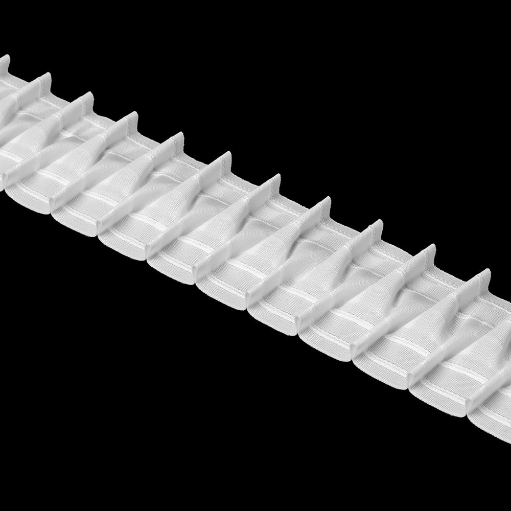 Gardinenband 50 Meter Smokfalten 80 mm 1:2.0 100% Polyester Weiß Faltenband zum Annähen für Vorhänge und Gardinen 3948P