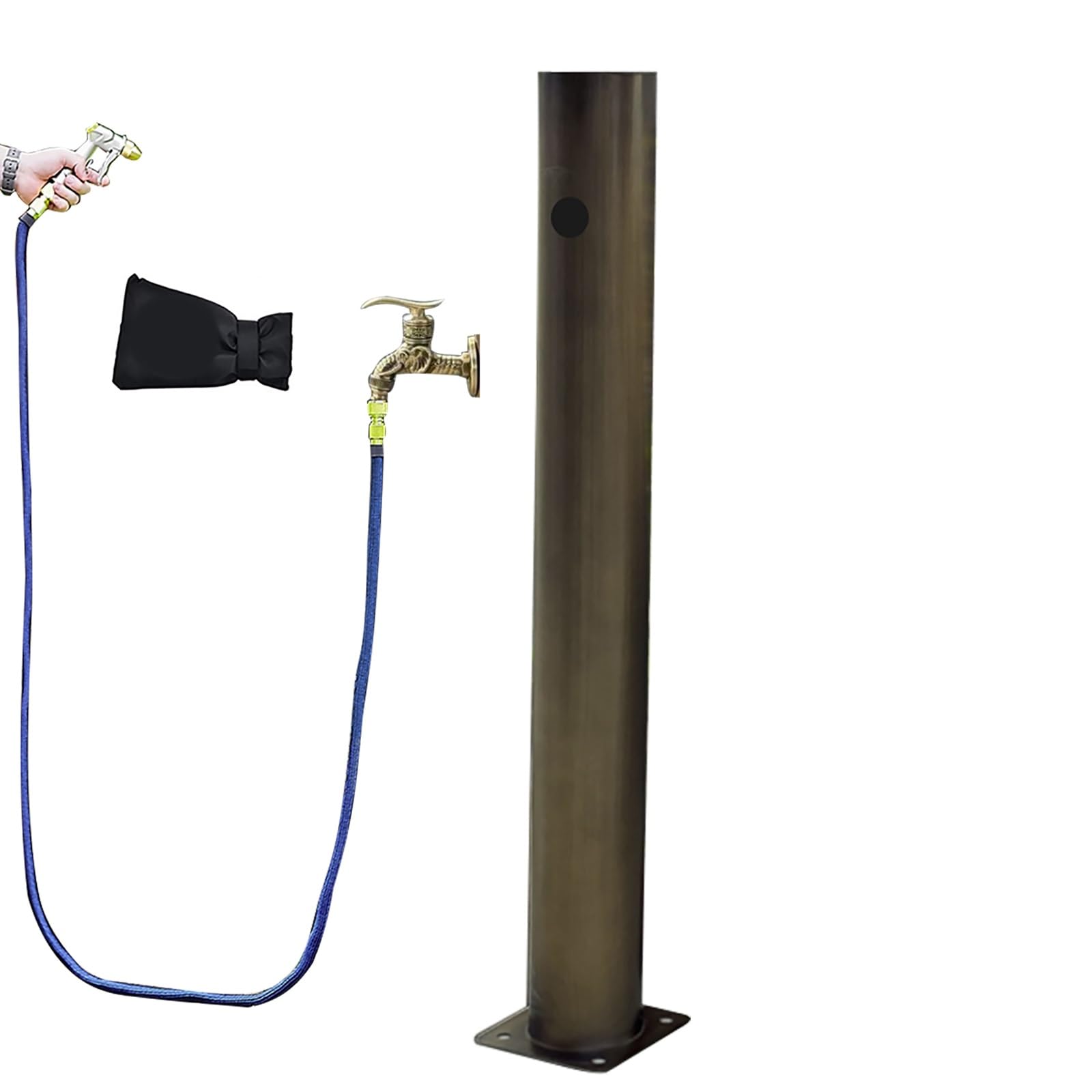 WOTZOV Freestanding Outdoor Water Fountain Faucet - Antifreeze Garden Tap Spigot With 23Ft Spray Gun For Patio & Backyard - Durable, Stylish Water Feature，Bronze