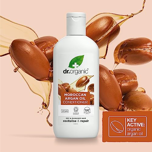 Dr Organic Moroccan Argan Oil Conditioner, Revitalising, Natural, Vegan, Cruelty-Free, Paraben & SLS-Free, Recyclable & Recycled Ocean Bound Plastic, Certified Organic, 265ml, Packaging may vary - Image 6