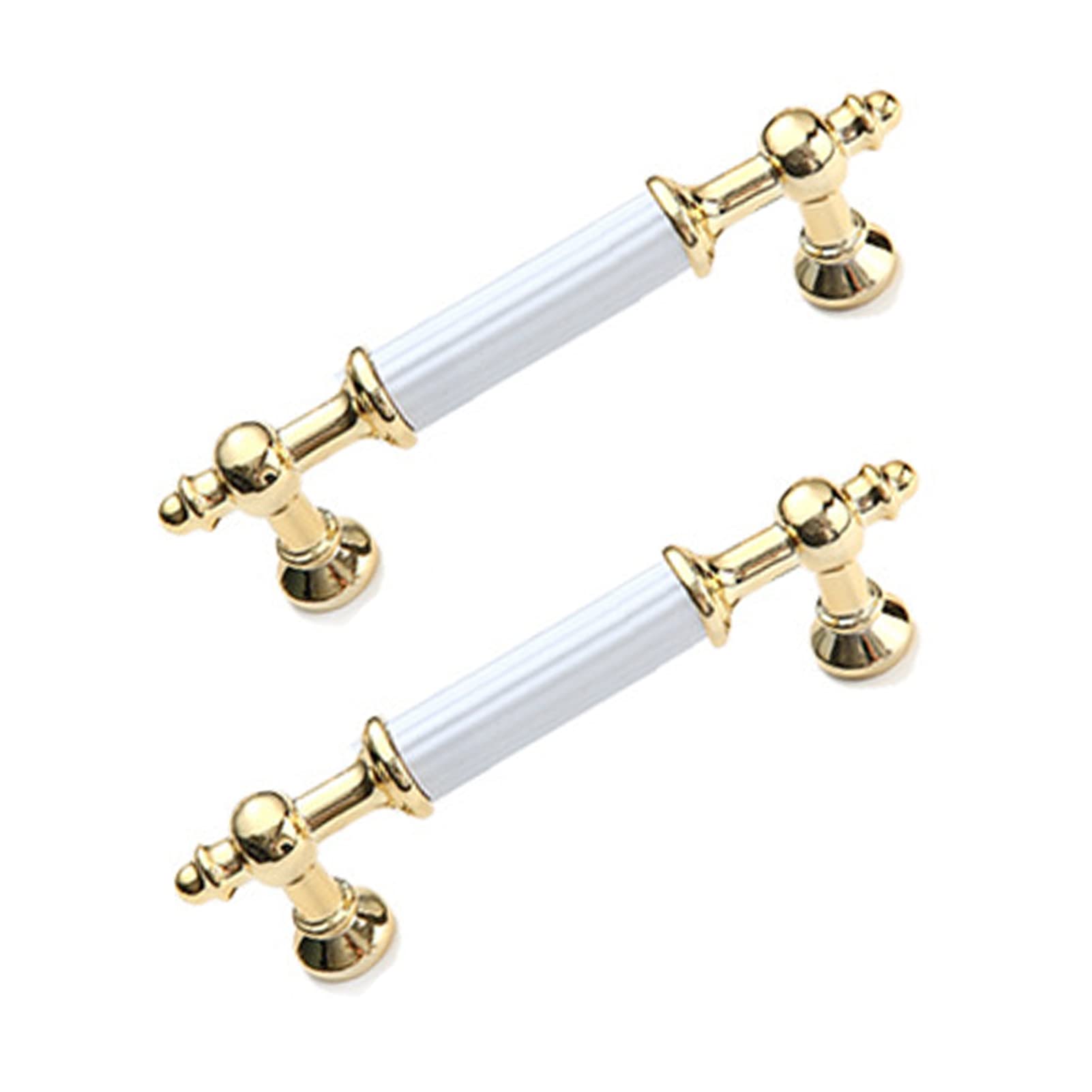 Dswzlqdxb White 2 Pack Wardrobe Handles Gold Cabinet Pulls Zinc Alloy Aluminium Profile Cupboard Handles Cabinet Knobs Hardware Drawer Pulls Door Levers For Kitchen Drawer (Hole Distance 96Mm)