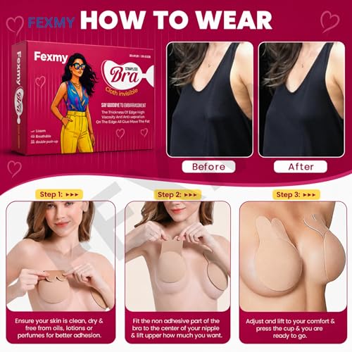 Image of Women's & Girl's Strapless Push Up Wire Free Stick On Invisible Bra, Sticky Liftup Silicone, Stick on Bra for Backless Dress Free Size B Cup