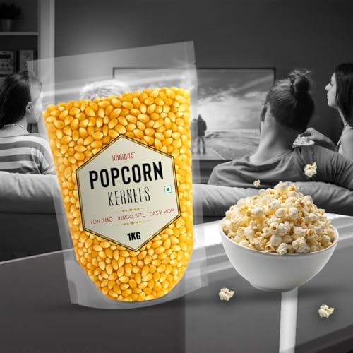 Image of HARIBAS Popcorn Kernels 1kg | Raw Maize for Popcorn | Butterfly Corn High Expansion | Ready to Cook Snack | Homemade Healthy Popcorn | Non-GMO