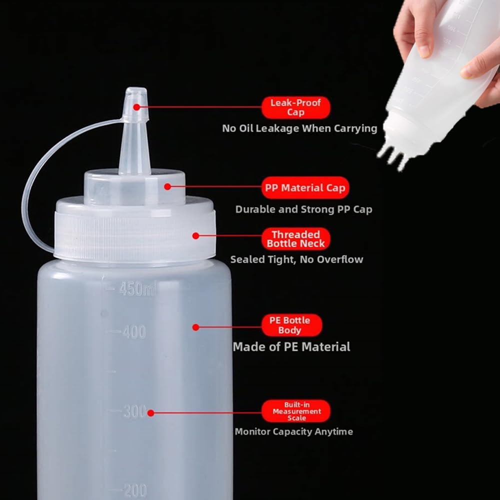 50 bottiglie vuote in plastica con spruzzi, dispenser per salse, condimenti, per cucina, olio, barbecue, pomodori, insalata, condimenti, con foro singolo e tre fori, contenitori ricaricabili (1000 ml)