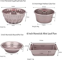 Vista 7 de robebeee Molde Kugelhoft hueco de acero al carbono redondo de 4 pulgadas con forma rectangular redonda de 4 pulgadas, molde para tartas, utensilios