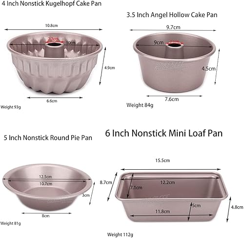 Miniatura 7 de robebeee Molde Kugelhoft hueco de acero al carbono redondo de 4 pulgadas con forma rectangular redonda de 4 pulgadas, molde para tartas, utensilios