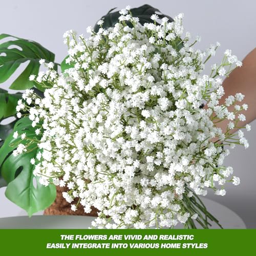 Baby Breath Flowers Artificial 18 Pcs Fake Artificial Gypsophila Flowers White Faux Babys Breath Flower Bouquet for Wedding Home image 4