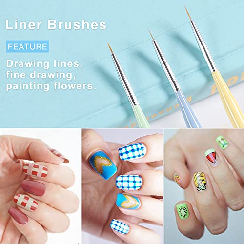 Teoyall S-5284 Nail Art Brushes, Nail Design Painting Brushes Builder Gel Brush Nail Dotting Tools Nail Fine Liner Brushes thumb #1