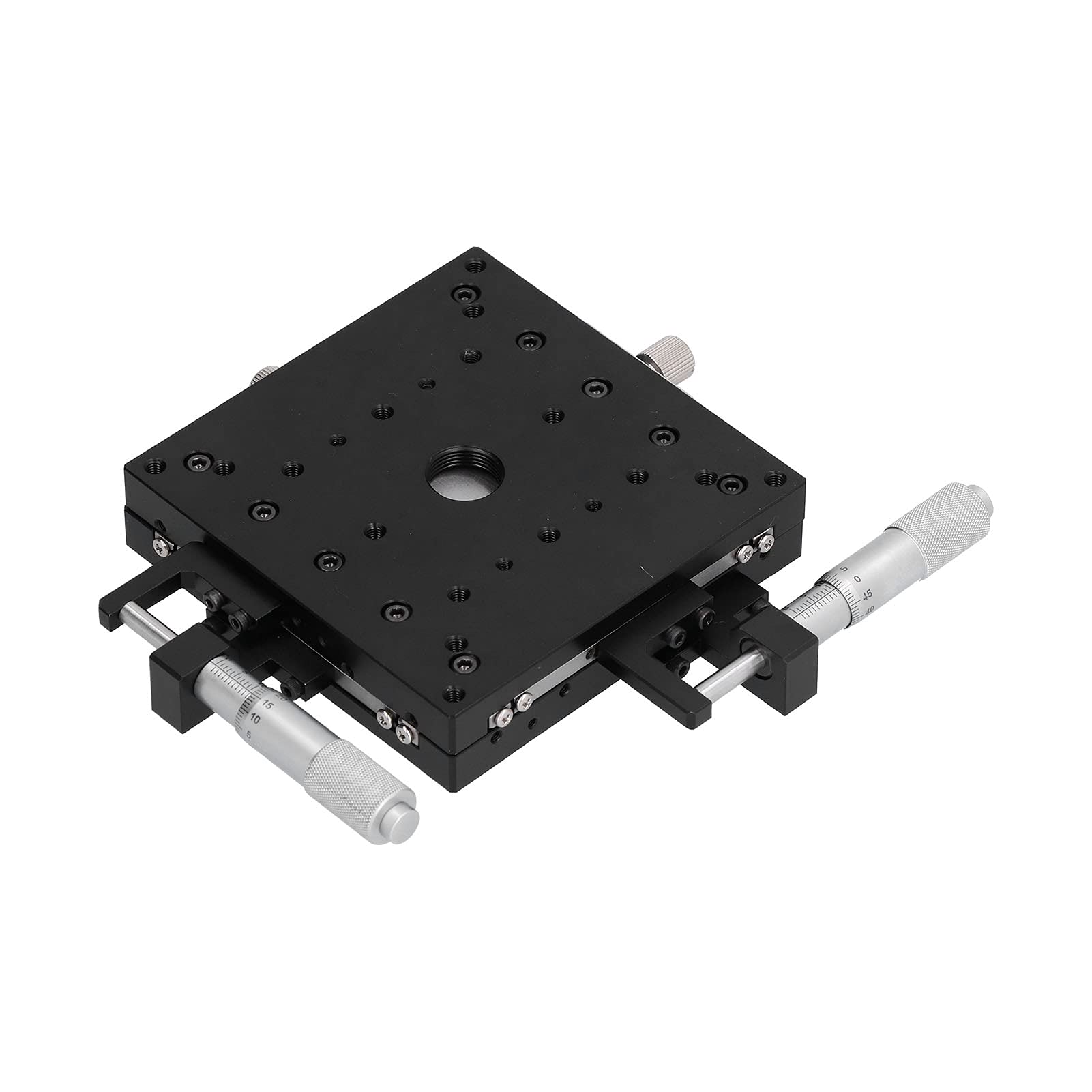 Stopień tłumaczeniowy Osie XY Stół przesuwny Mikrometr Prowadnica rolkowa krzyżowa 100 mm x 100 mm M2WGA100 do sprzętu optycznego Przyrządy pomiarowe Stop aluminium Anodowany na