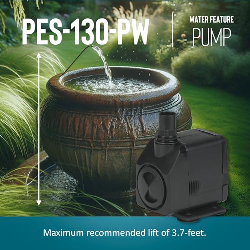 Image of Little Giant PES-130-PW 115-Volt, 130 GPH Magnetic Drive Fountain /Pond Pump with 6-Ft. Cord, Black, 566716