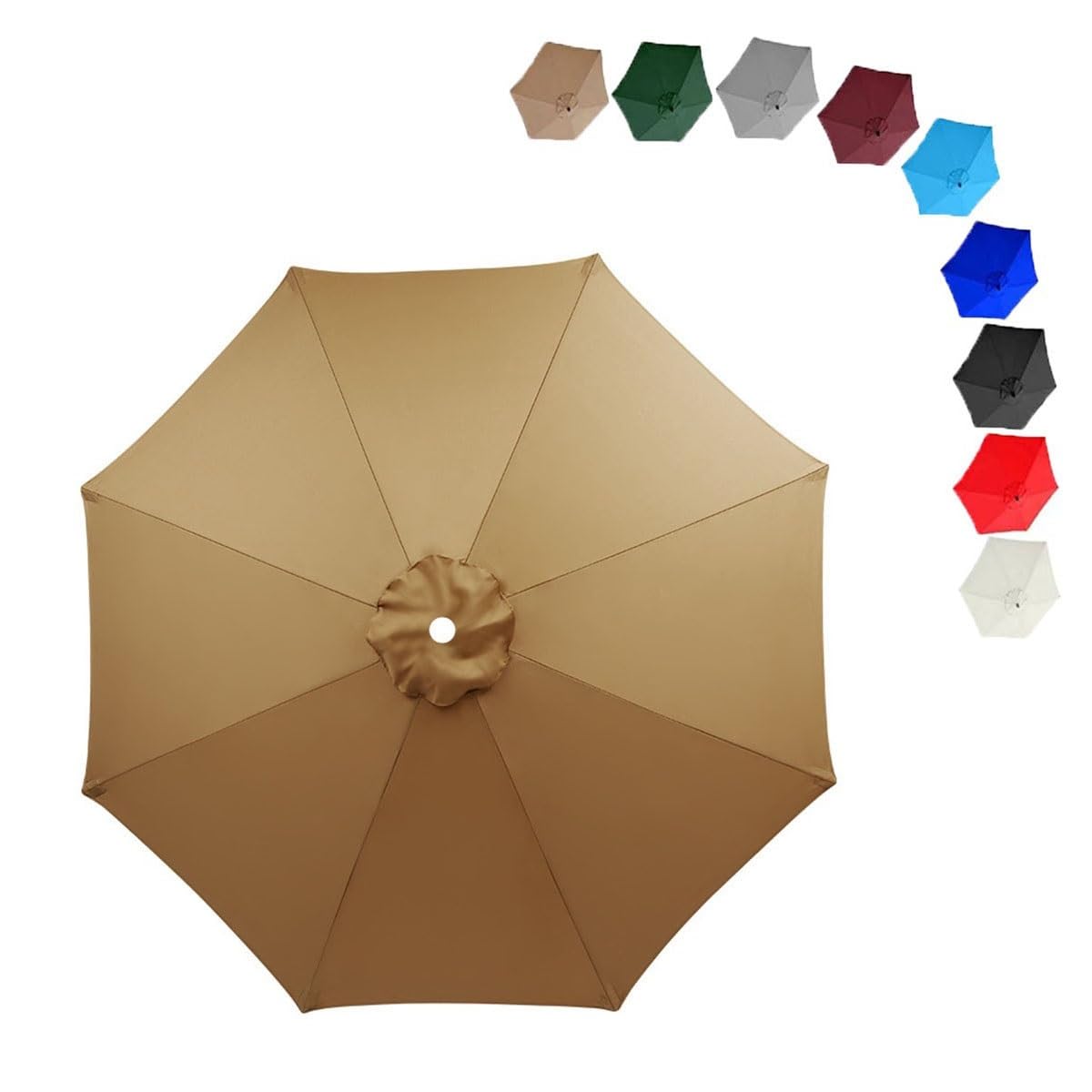 MObyat 230cm/270cm/300cm Patio Umbrella Replacement Canopy, 8 Arms Umbrella Canopy Cover, UV Protective Replacement Parasol Fabric Cover, Canopy Only(Khaki,300cm/120in)