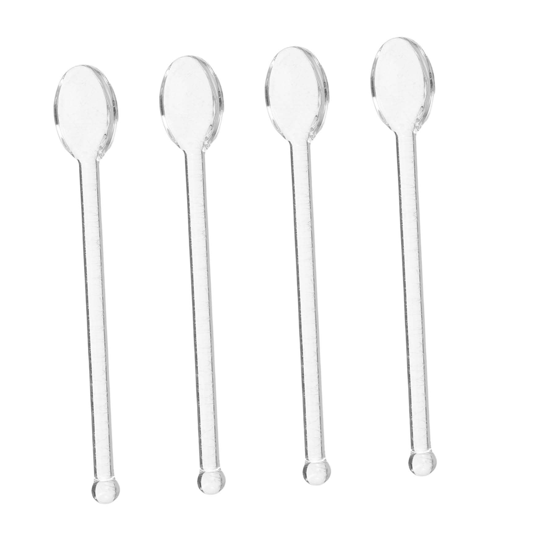 PRETYZOOM 4pcs Transparent Glass Stirring Spoons Long Handle Mixing Spoons for Coffee Tea and Desserts for Home Bars and Parties