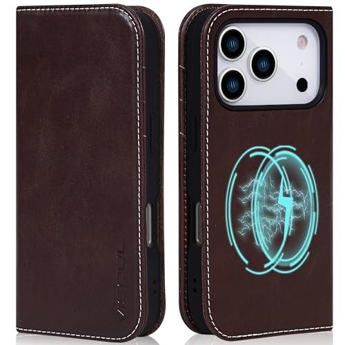 Coque cuir iPhone 17 Pro avec blocage RFID étui portefeuille de protection