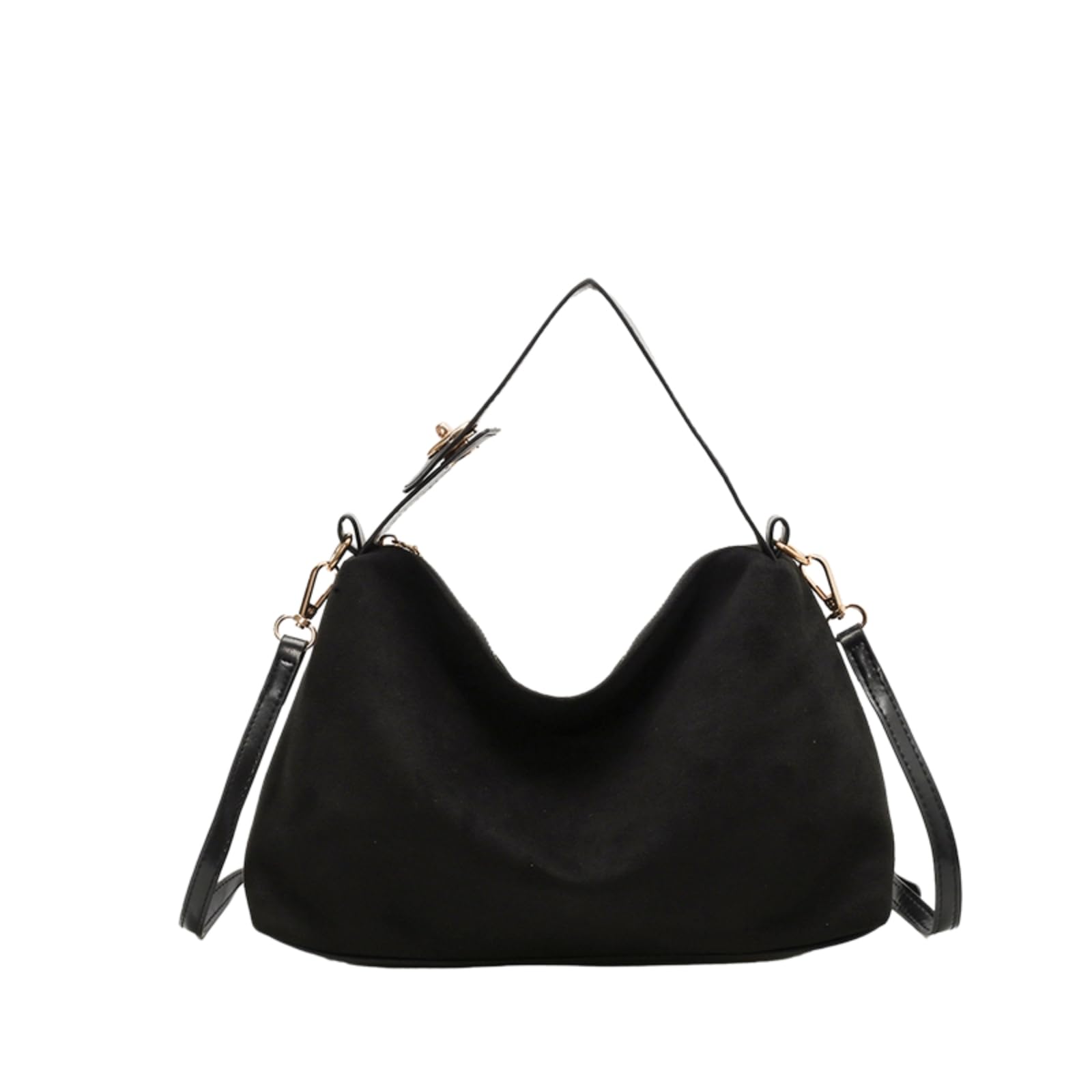 Sac a epaule leger et durable grand format en PU noir style casual chic pour femme