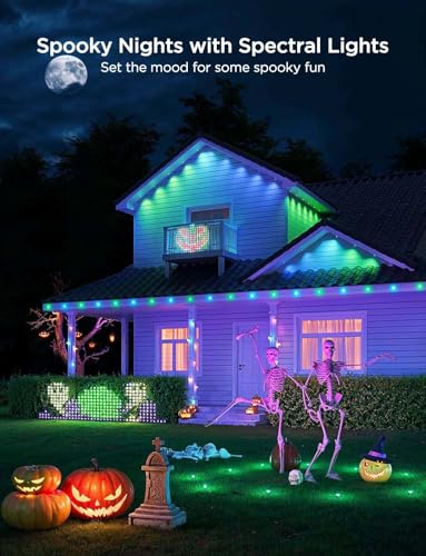 govee permanent outdoor lights 2 100ft rgbic outdoor lights with 72 led lights ip67 waterproof 100 scene modes with 40lm white for outdoor decorations works with alexa google assistant black