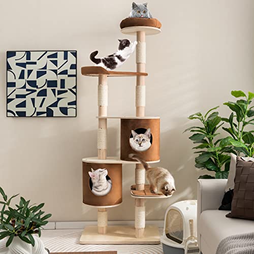 Árbol para gatos de 75 pulgadas de altura con 6 niveles y rascadores miniatura 3