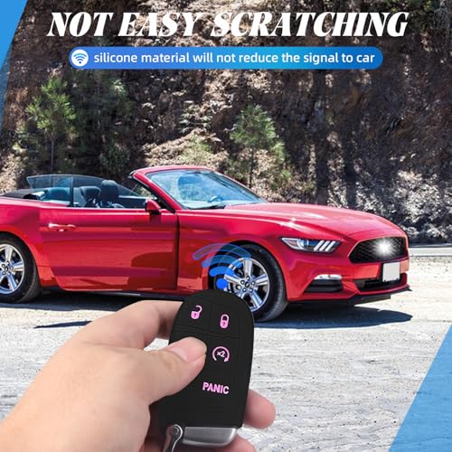 Coque de clé Dodge 5 boutons rose compatible Durango Trailhawk - 3