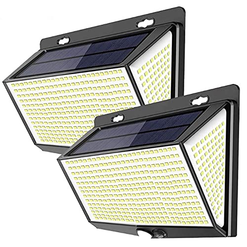 Lámpara solar para exteriores, 468 LED, luz solar con sensor Mot, 2200 mAh, impermeable, inalámbrico, foco Securi, 3 iluminación, M IP65, clasificación para jardín, paquete de 2