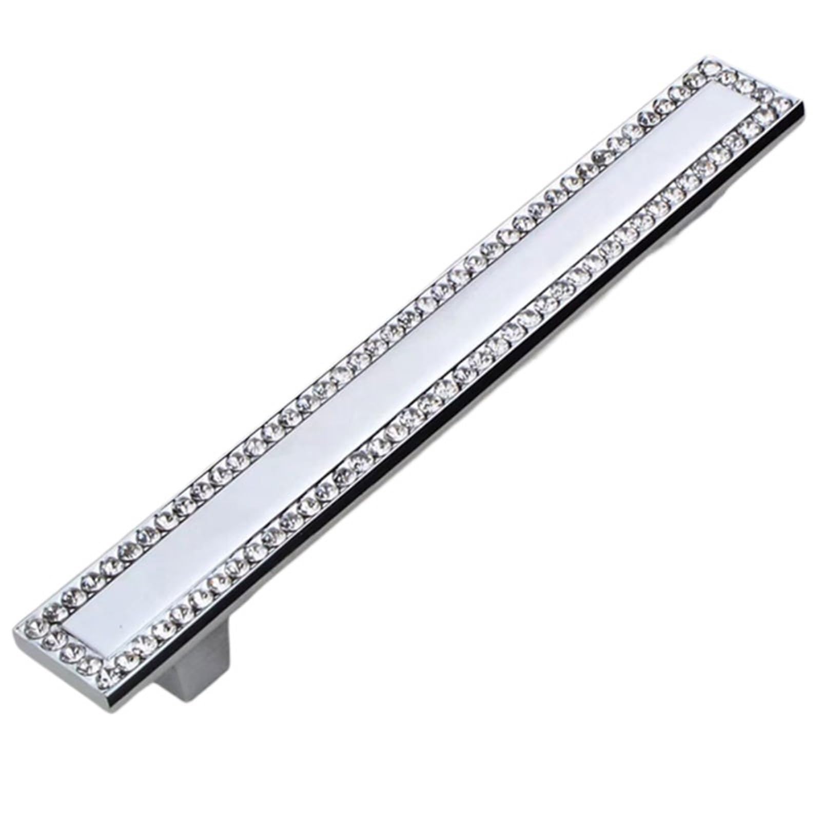 HUWOYG 4 Pcs Chrome Cabinet Drawer Square Knob Wardrobe Pulls Kitchen Crystal Glass Furniture Handles for Cupboards Wardrobe(6.4cm Hole Centers)