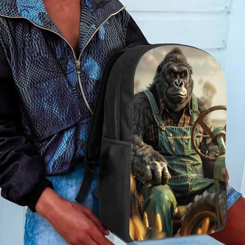 Modysero Kids Backpack 17 Inch Chimpanzee Backpacks for School Bag Daily Casual Padded School Book Bag Girls Boys Large Capacity Campus Daypack with Mesh Pockets4