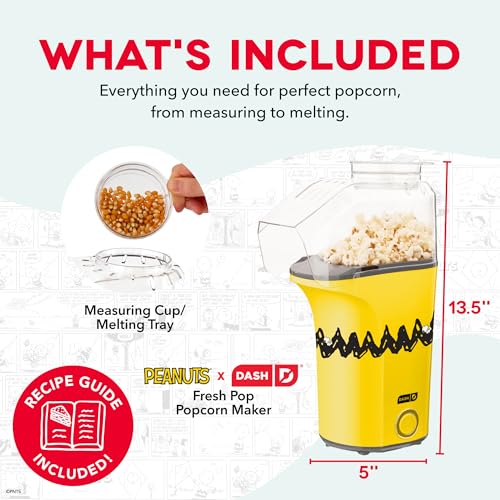 Image of Peanuts x Dash Fresh Pop Popcorn Maker, 16-Cup Hot Air Popper