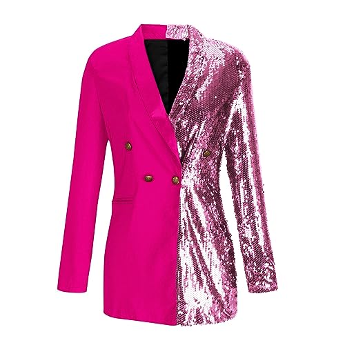 Fashion Patchwork Blazers for Women Cocktail Sparkly Jackets Fall Winter Casual Coats Sexy Button Mini Dress3