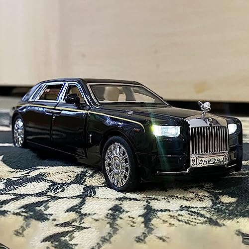 Image of New 1:32 R Royce Phantom Diecast Alloy Metal Pull Back Car with Openable Doors Music Sound and Light Vehicle Toy Car for Kids Boys (Silver)