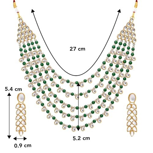 Image of Peora Faux Pearl Kundan Layered Necklace & Jewellery Set Gift for Women
