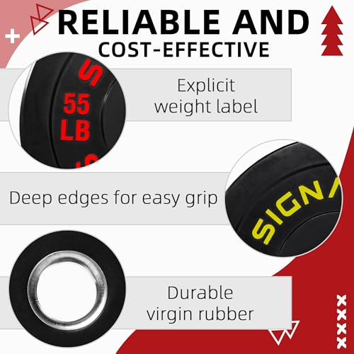 Image of Fitvids 2-Inch Olympic Rubber Weight Plates Sets, Bumper Plates Set with Barbell for Strength Training, 390 Lbs Set, Color