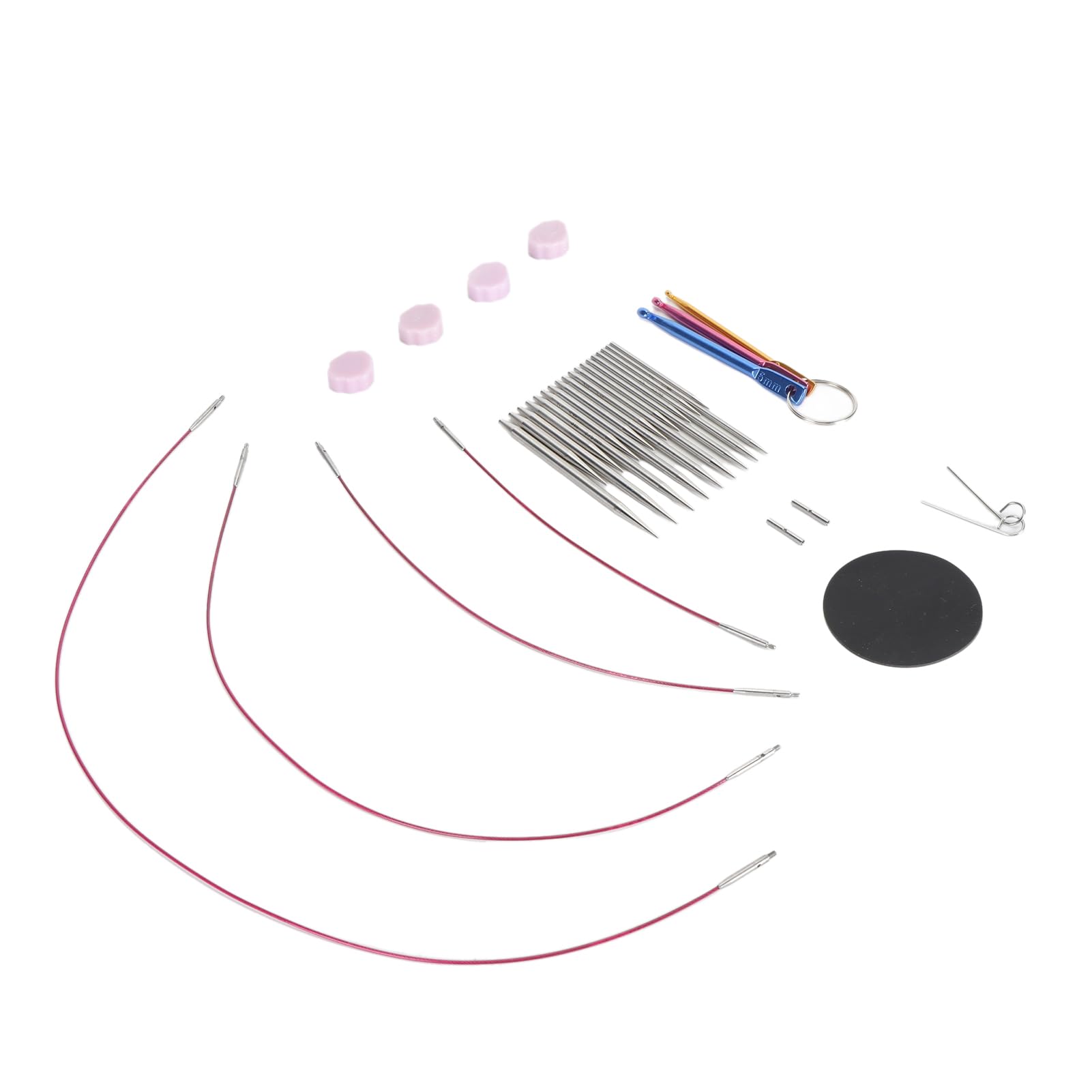 Generic Juego de Agujas de Tejer Circulares de Acero Inoxidable Perfecto para Principiantes Herramientas Intercambiables 18 Piezas para Uso Doméstico