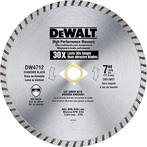 DEWALT Diamond Blade for Masonry, High Performance, 7-Inch (DW4712B)