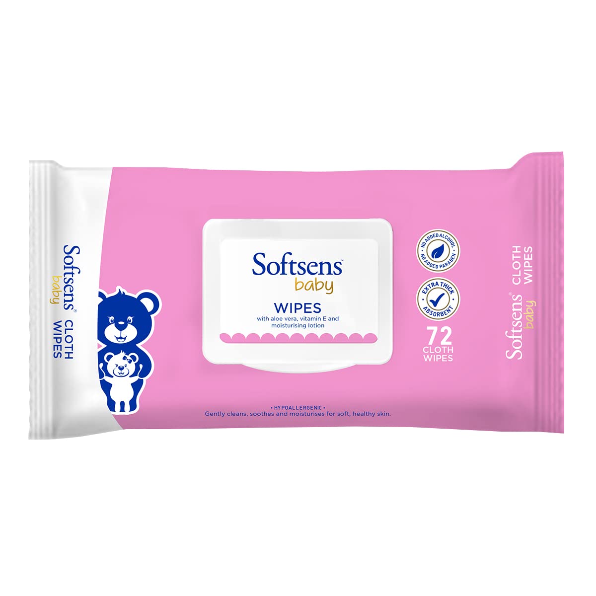 Softsens Baby Gentle Cloth Wipes for Baby Skin Enriched with Aloe Vera & Vitamin E I Dermatologically Tested & Parben Free with Lid - 72 wipes (B09MJ5S8XS) Amazon Price History, Amazon Price Tracker