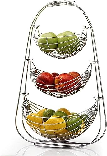 Frutero Cesta de frutas Cesta organizadora de frutas for encimera de cocina, cesta de alambre de metal con asas for mostradores de cocina, cesta de almacenamiento for el hogar, bandeja de exhibición f