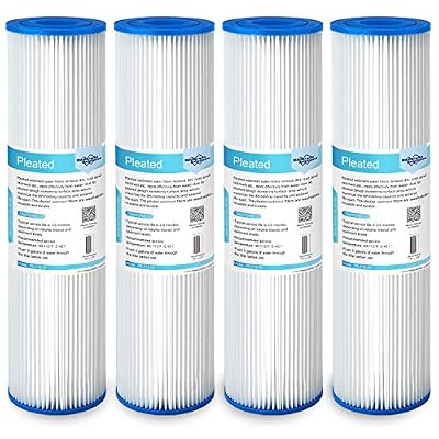 Membrane Solutions 20 Micron Pleated Polyester Sediment Water Filter 10"x2.5" Replacement Cartridge Universal Whole House Pre-Filter Compatible with W50PE, WFPFC3002, SPC-25-1050, FM-50-975 - 4 Pack