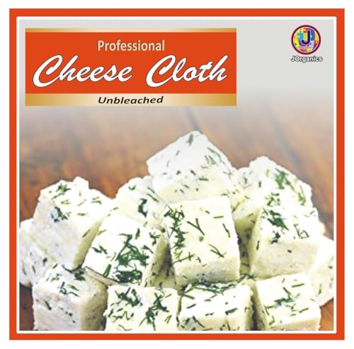 Image of Cotton Hung Curd Cloth Bleached and Cheese Cloth Unbleached Muslin Cloth for Straining Curd, Cheese, Yogurt, Shrikhand, Rice, Mousse. Ideal for Home Use. Set of 2