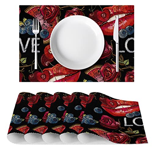 Sets de table brodés pastèque et myrtille pour décoration repas été
