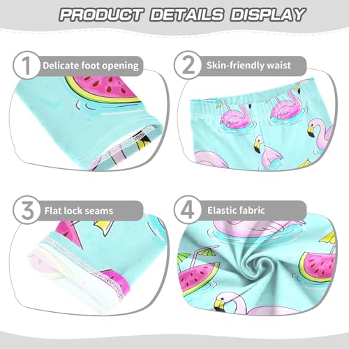 ALAZA Girls' Leggings Children's Yoga Pants Skinny Printed Dance Summer Flamingo Watermelon Comfortable 4T2