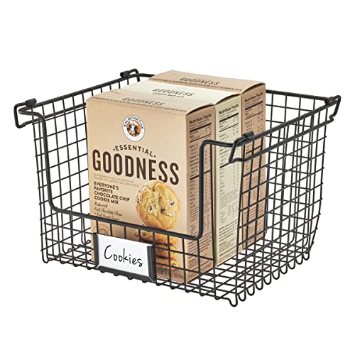 iDesign Classico Storage Basket with Handles for Pantry, Kitchen, Bathroom, Countertop, and Desk Organization, 12´´ x 10´´ x 7.75´´, Stackable-Large