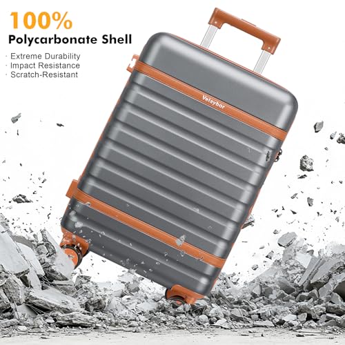 Image of Luggage Sets 3 Piece with Spinner Wheels, Lightweight PC Hardside Suitcase with TSA Lock & YKK Zippers, 20 Inch Carry On Luggage with Travel Bag for Men and Women, Grey