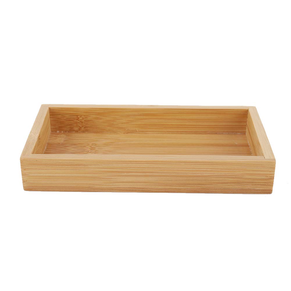 Shanrya Wood En Serving Tray, Rectangular Japanese Style Serving Tray Food Storage Plate Serving Platter Rattan Basket Tray Table Tray Tea Tray For Breakfast Lunch(19.2 * 10.2 * 3 Cm-)