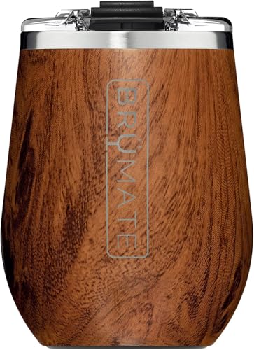 BrüMate Uncork'd XL 14oz Wine Glass Tumbler With Splash-proof Lid - Made With Vacuum Insulated Stainless Steel (Walnut)