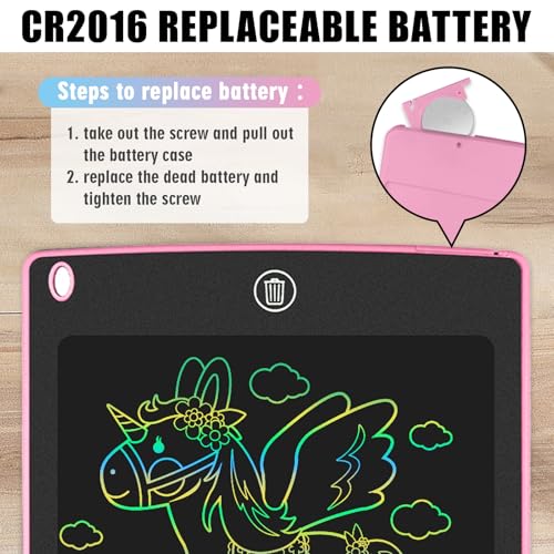 GUYUCOM LCD Schreibtablett Kinder 8,5 Zoll, Spielzeug ab 3 4 5 6 7 8 Jahre, Schreibtafel Elektronisch als Lernspielzeug Maltafel für Kinder(Rosa)