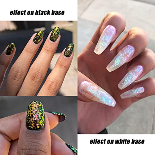 Opal Nail Glitter Powder Chameleon Flakes 12 Colors Rainbow Nail Confetti Flakes Iridescent Nail Powder Mermaid Nail Art Foils Opal Flakes For Resin Face Body Decor Diy Craft #TOP3