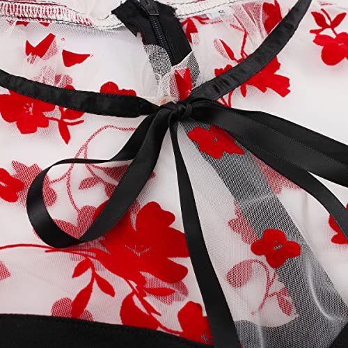 Image of Women's Vintage Polka Dot 1950s Audrey Retro Rockabilly Prom Dress 50's 60's A-Line Cocktail Party Swing Dress