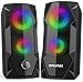 Produktbild PC Lautsprecher SPKPAL Wired USB Lautsprecher für pc mit Buntem LED-Licht One Touch zum Einstellen der Lautstärker RGB Beleuchtung pc Boxen für Computer TV Laptop Tablet Xbox Monitor 10W
